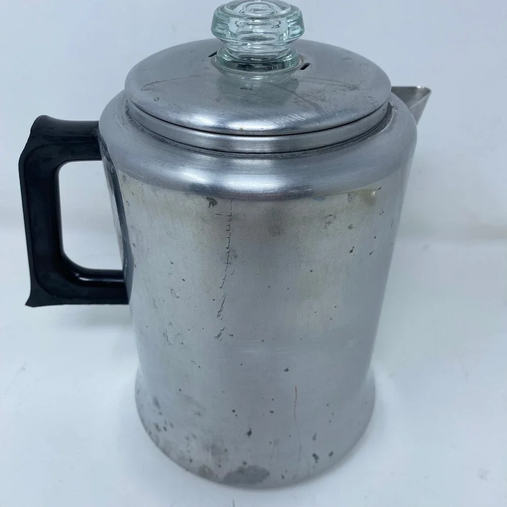 Mirro Percolator Silver Aluminum Vintage Stovetop Coffee Pot M-0809